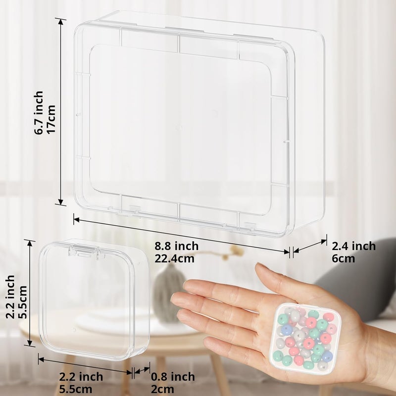 Mathtoxyz Bead Organizer Box, 31Pcs Small Beads Organizers and Storage Plastic Cases Mini Clear Dimond Storage Containers Boxes with Hinged Lid and Rectangle for Bracelet Making DIY Jewelry Craft Nail - Image 2